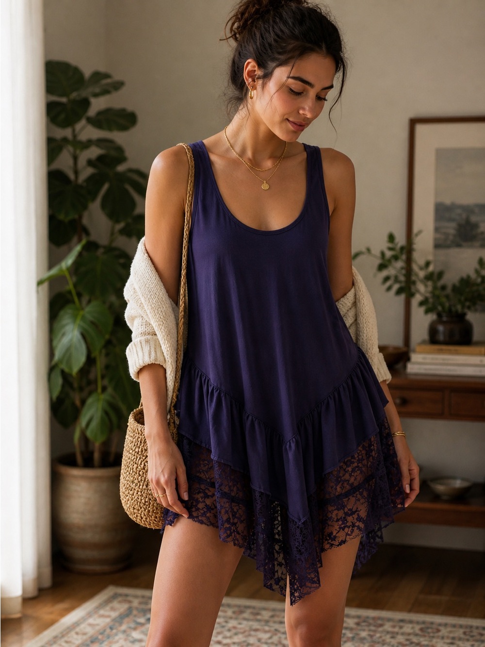 Free People| ‘Young & In Love’ Lace Satin Mini